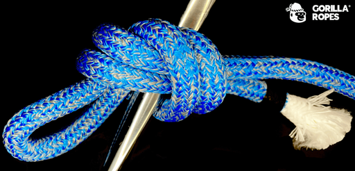 DRISSE GRAND VOILE ÂME HMPE + GAINE POLYESTER BLEUE GRIS 14 mm