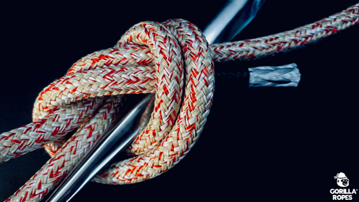 Ecoute grand voile compétition ÂME DYNEEMA© SK99 + GAINE MIXTE TECHNORA© / POLYESTER / HMPE Rouge Blanc